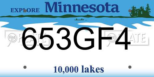 653GF4 Minnesota License Plate