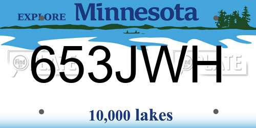 653JWH Minnesota License Plate