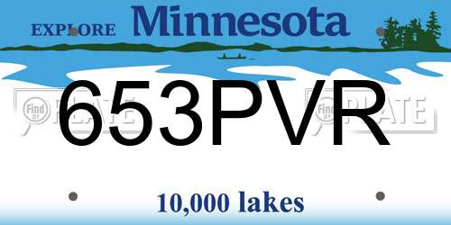 653PVR Minnesota License Plate