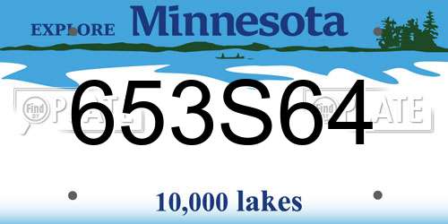 653S64 Minnesota License Plate