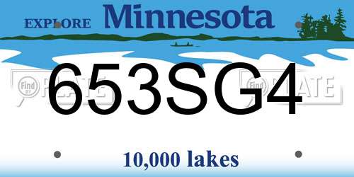 653SG4 Minnesota License Plate