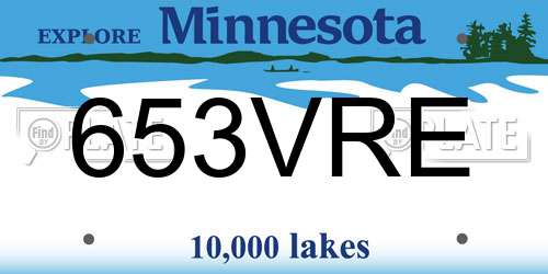 653VRE Minnesota License Plate