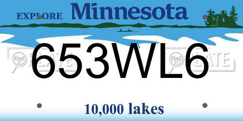 653WL6 Minnesota License Plate