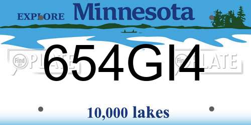 654GI4 Minnesota License Plate