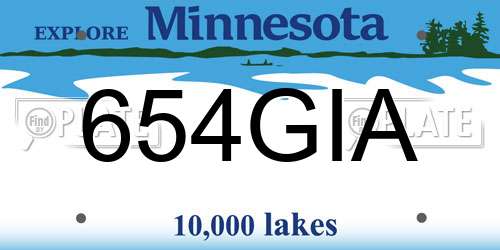 654GIA Minnesota License Plate
