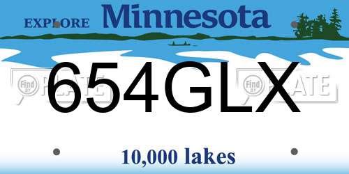 654GLX Minnesota License Plate