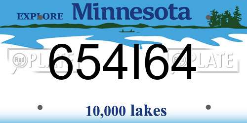 654I64 Minnesota License Plate