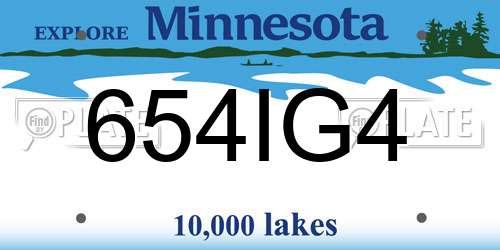 654IG4 Minnesota License Plate