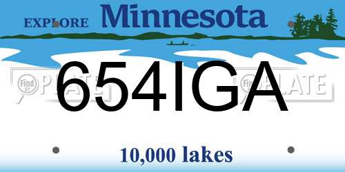 654IGA Minnesota License Plate