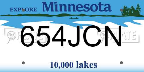 654JCN Minnesota License Plate