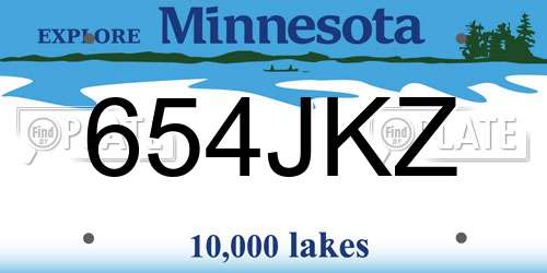 654JKZ Minnesota License Plate