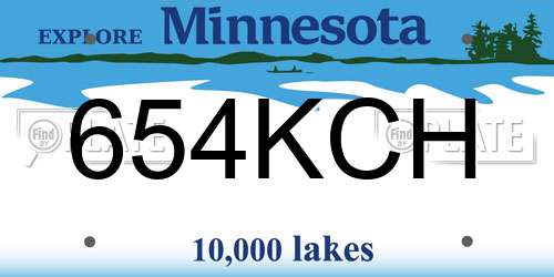 654KCH Minnesota License Plate