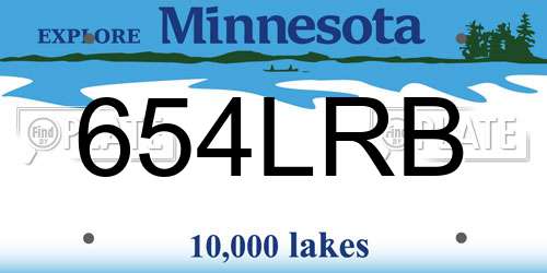 654LRB Minnesota License Plate
