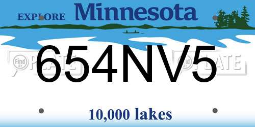 654NV5 Minnesota License Plate