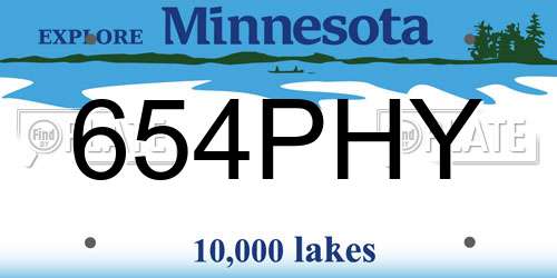 654PHY Minnesota License Plate