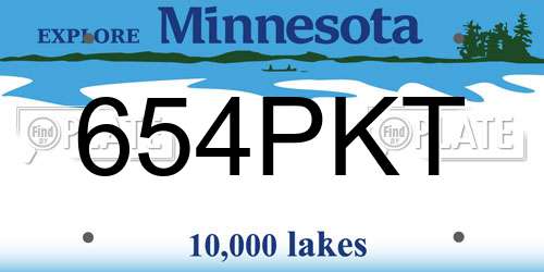 654PKT Minnesota License Plate