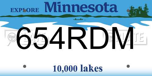 654RDM Minnesota License Plate