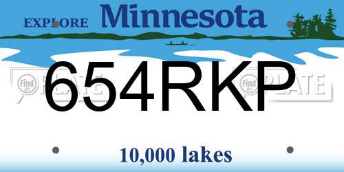 654RKP Minnesota License Plate