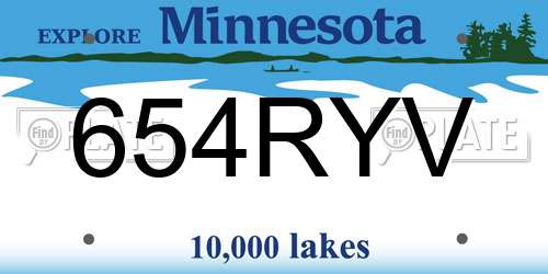 654RYV Minnesota License Plate