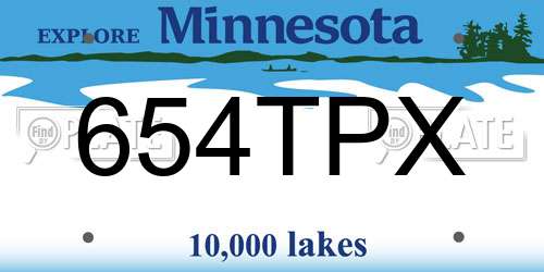 654TPX Minnesota License Plate