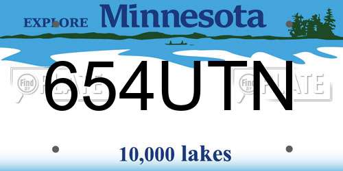 654UTN Minnesota License Plate