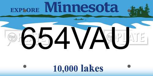 654VAU Minnesota License Plate