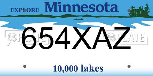 654XAZ Minnesota License Plate