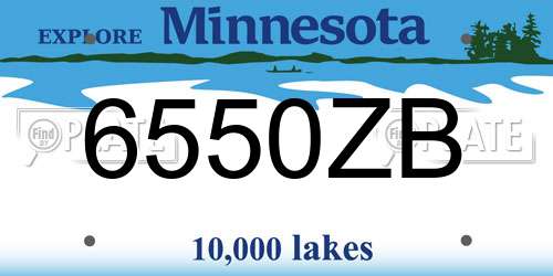 6550ZB Minnesota License Plate