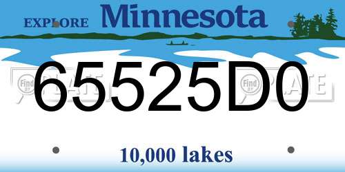 65525D0 Minnesota License Plate