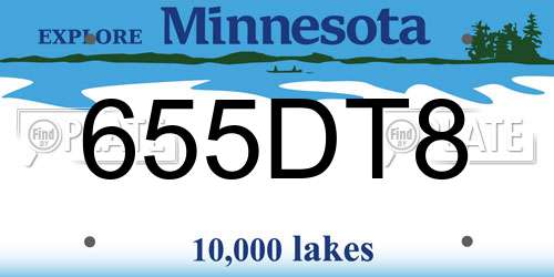 655DT8 Minnesota License Plate