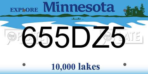 655DZ5 Minnesota License Plate