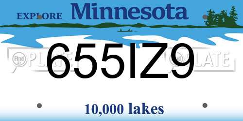 655IZ9 Minnesota License Plate