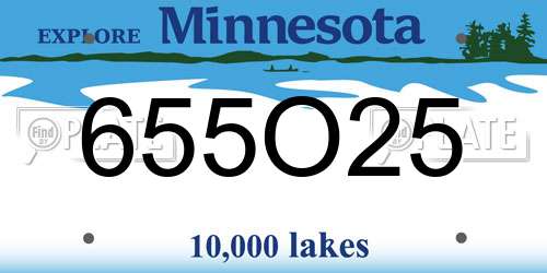 655O25 Minnesota License Plate