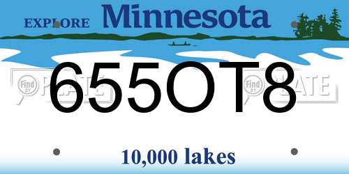655OT8 Minnesota License Plate