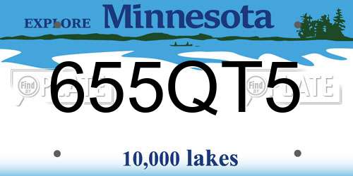 655QT5 Minnesota License Plate