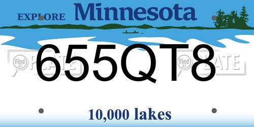 655QT8 Minnesota License Plate