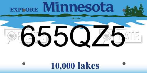 655QZ5 Minnesota License Plate