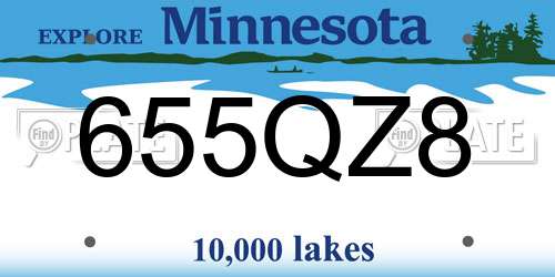 655QZ8 Minnesota License Plate
