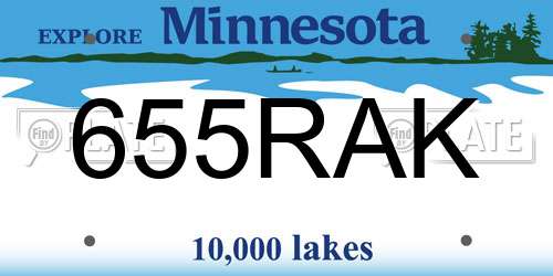 655RAK Minnesota License Plate