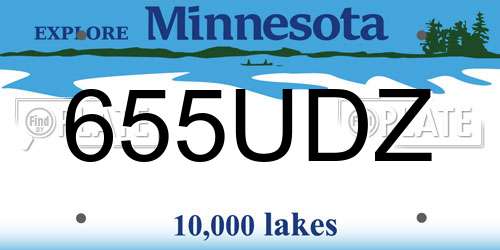 655UDZ Minnesota License Plate