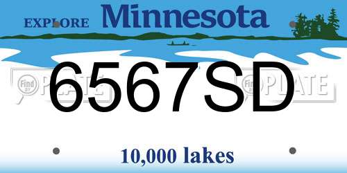 6567SD Minnesota License Plate