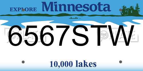6567STW Minnesota License Plate