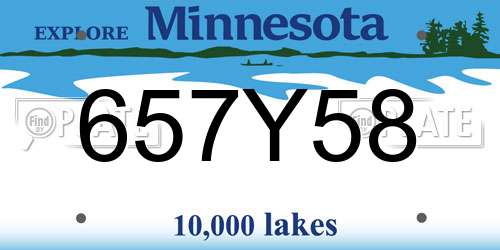 657Y58 Minnesota License Plate