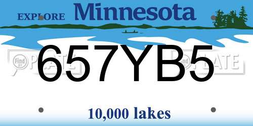 657YB5 Minnesota License Plate