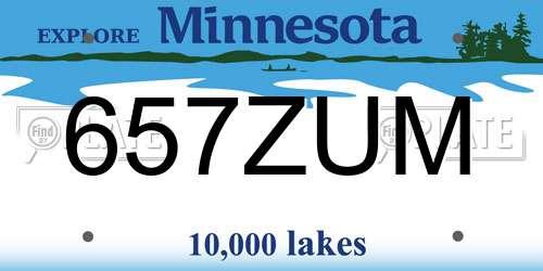 657ZUM Minnesota License Plate