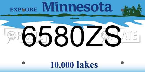6580ZS Minnesota License Plate