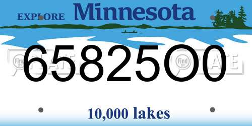 65825O0 Minnesota License Plate