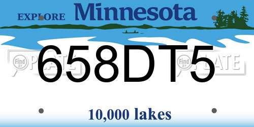 658DT5 Minnesota License Plate
