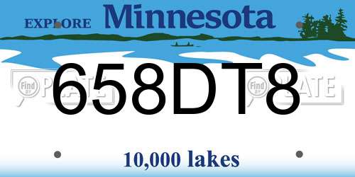 658DT8 Minnesota License Plate