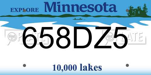 658DZ5 Minnesota License Plate